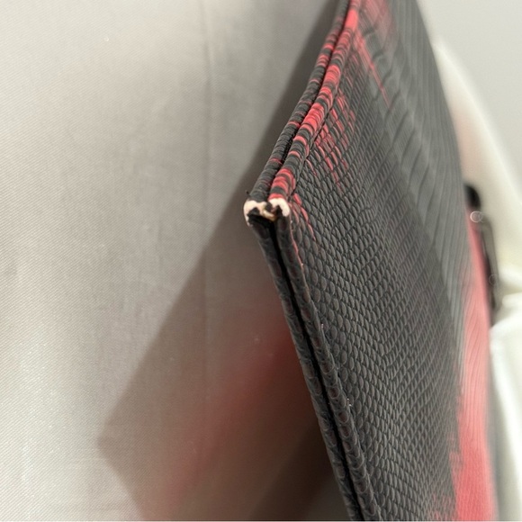 Sondra Roberts Squared Clutch Envelope Bag Red Black Edgy Whimsigoth Snakeskin - Picture 9 of 11